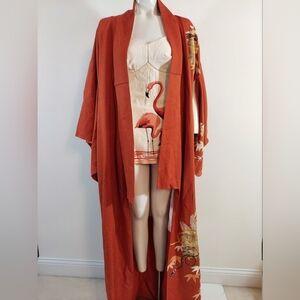 Vintage silk Kimono 40s 50s robe dressing gown or swim lingerie cover up